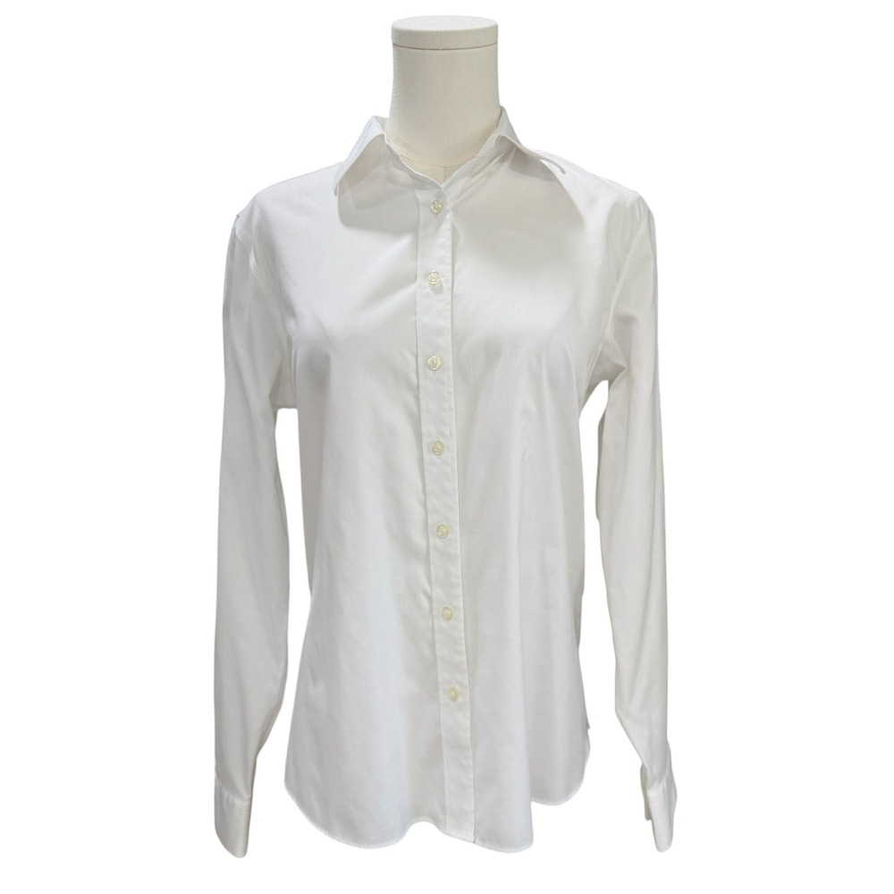 Lands End White Oxford Button Down Old Money Office Corporate Shirt Minimalist - Picture 4 of 8